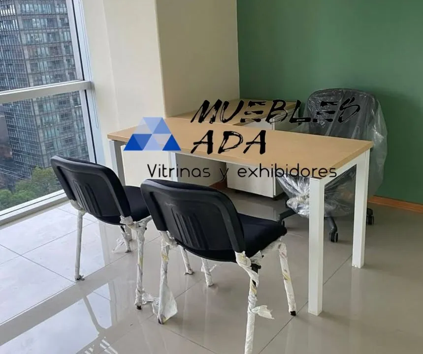 Mesa de reunión rectangular blanca
