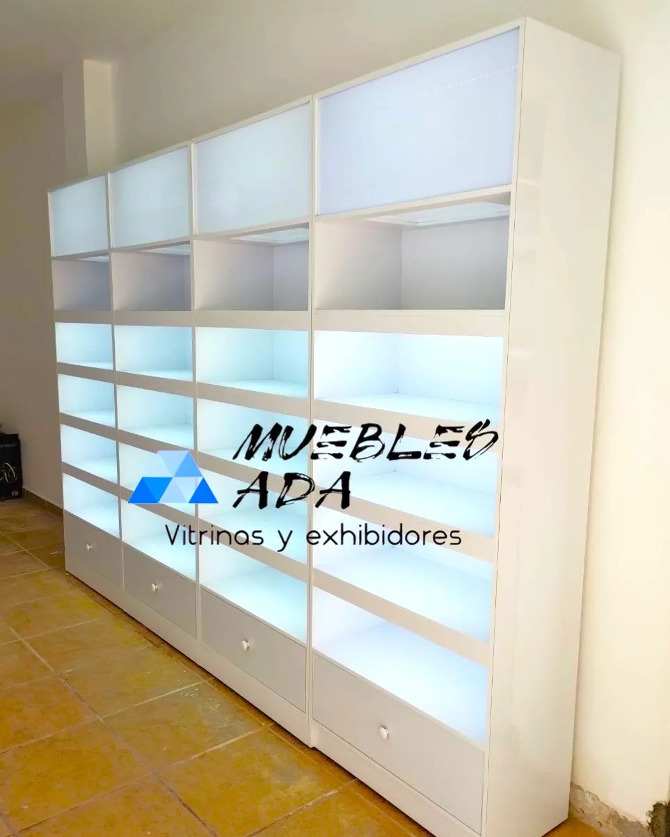 Mueble exhibidor blanco retroiluminado